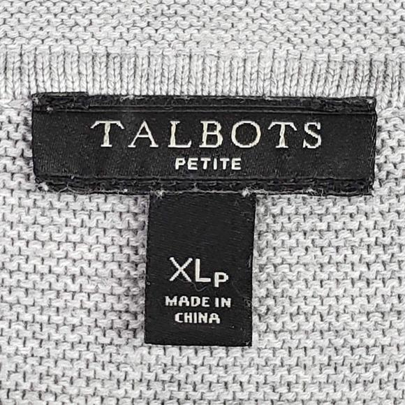 Talbots Sweater Women's XLP Gray Striped 3/4 Sleeve Sweater Cotton Rayon - Picture 5 of 7